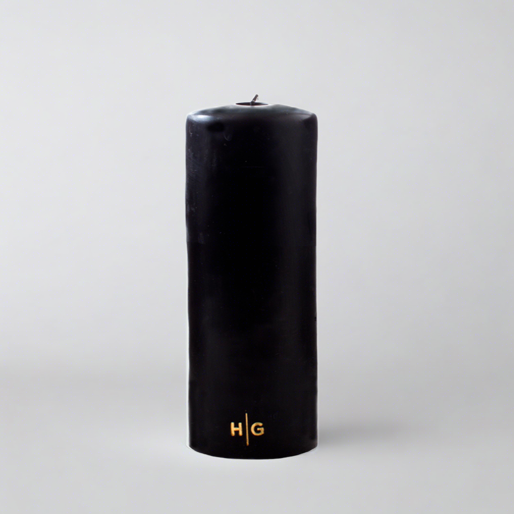 Black Unscented Pillar Candle, 3"x8"