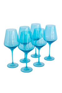 Estelle Colored Wine Stemware, Set of 6 in Ocean Blue