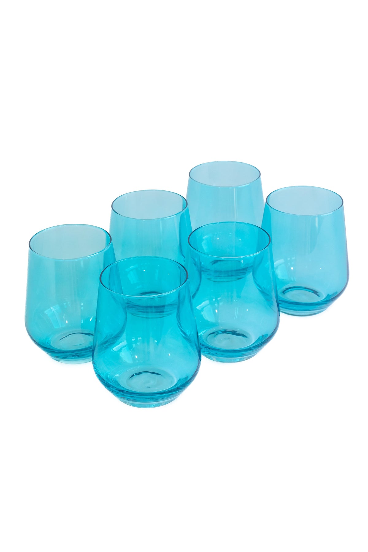 Estelle Colored Wine Stemless, Set of 6 in Ocean Blue