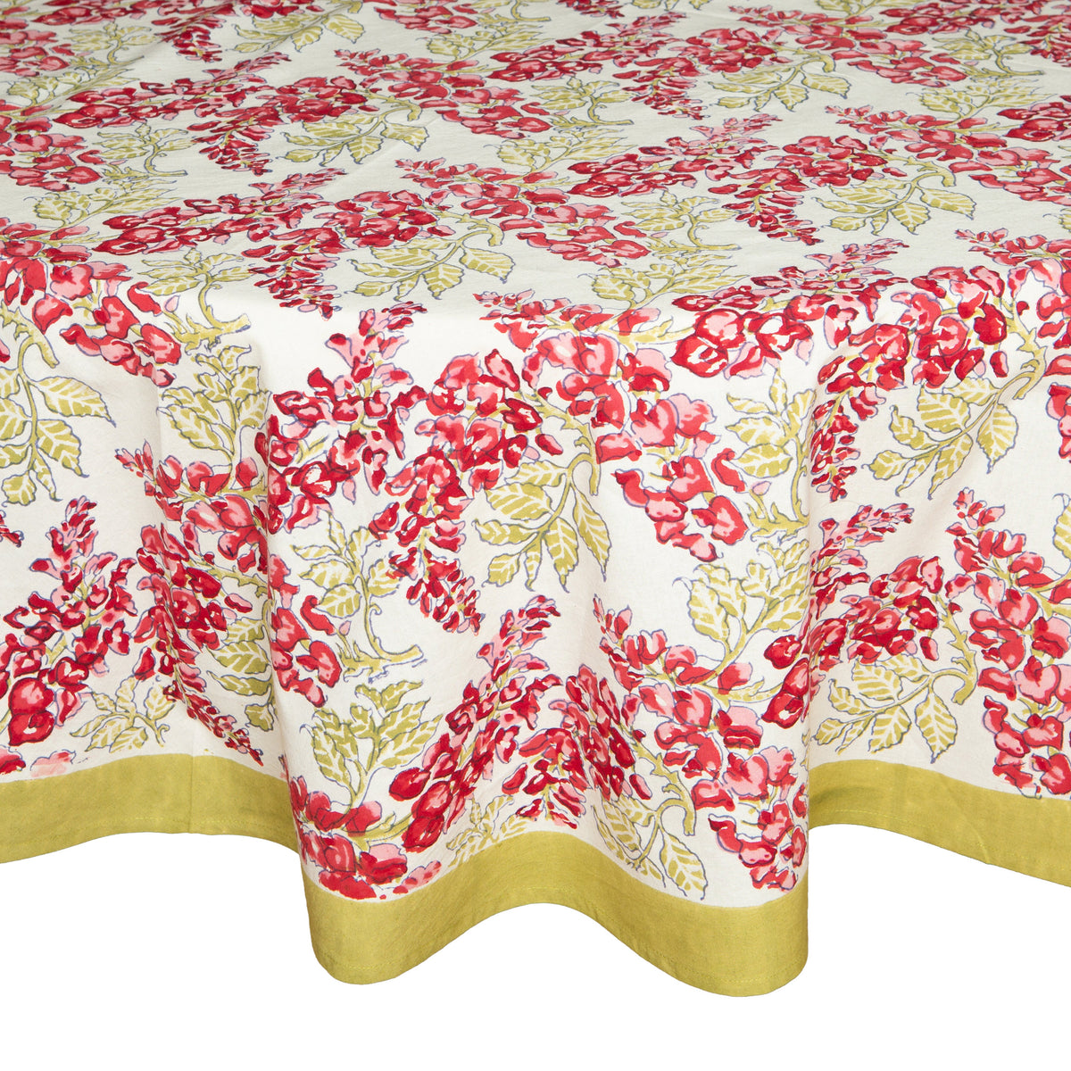 French Tablecloth Wisteria Green & Pink