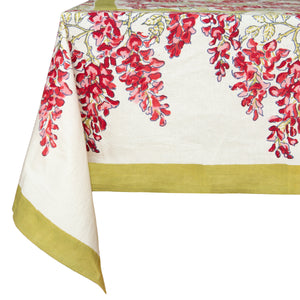 French Tablecloth Wisteria Green & Pink