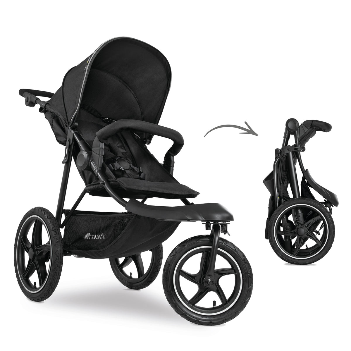 Runner 2 Compact Foldable Tricycle Jogger Buggy Stroller Pushchair with Height-Adjustable Handle