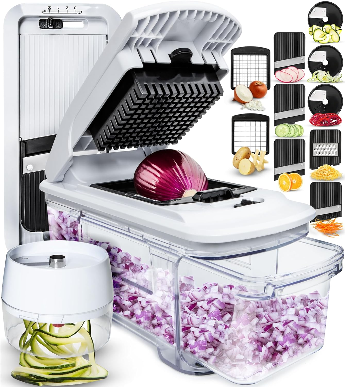 All-In-1 Vegetable Chopper, Dicer, Mandoline Slicer & Cheese Grate