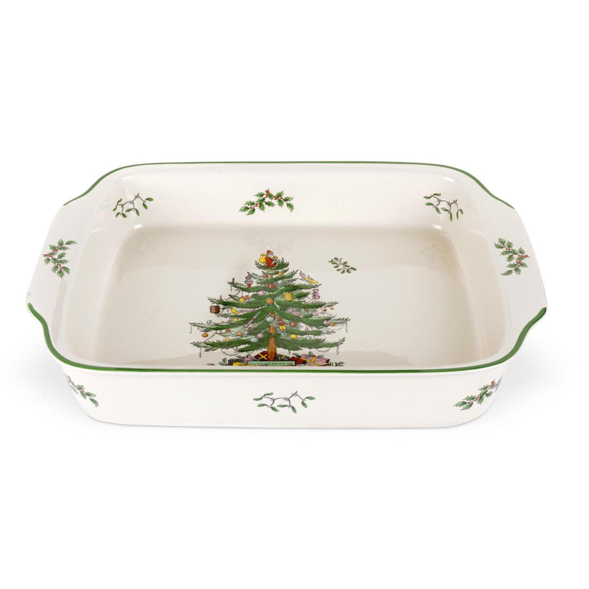 Christmas Tree 15" Rectangular Handled Dish