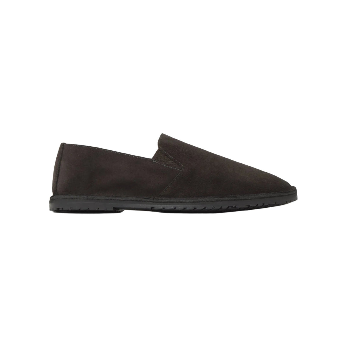 Side view of the Luke brown suede slipper showcasing its side elastic closure and TPU sole on a white background