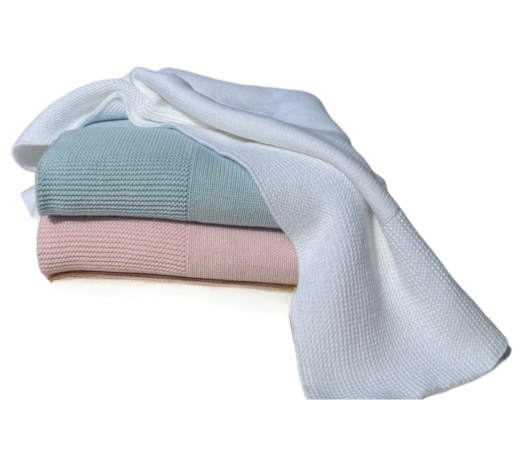 Knit Baby Blanket with Textured Border