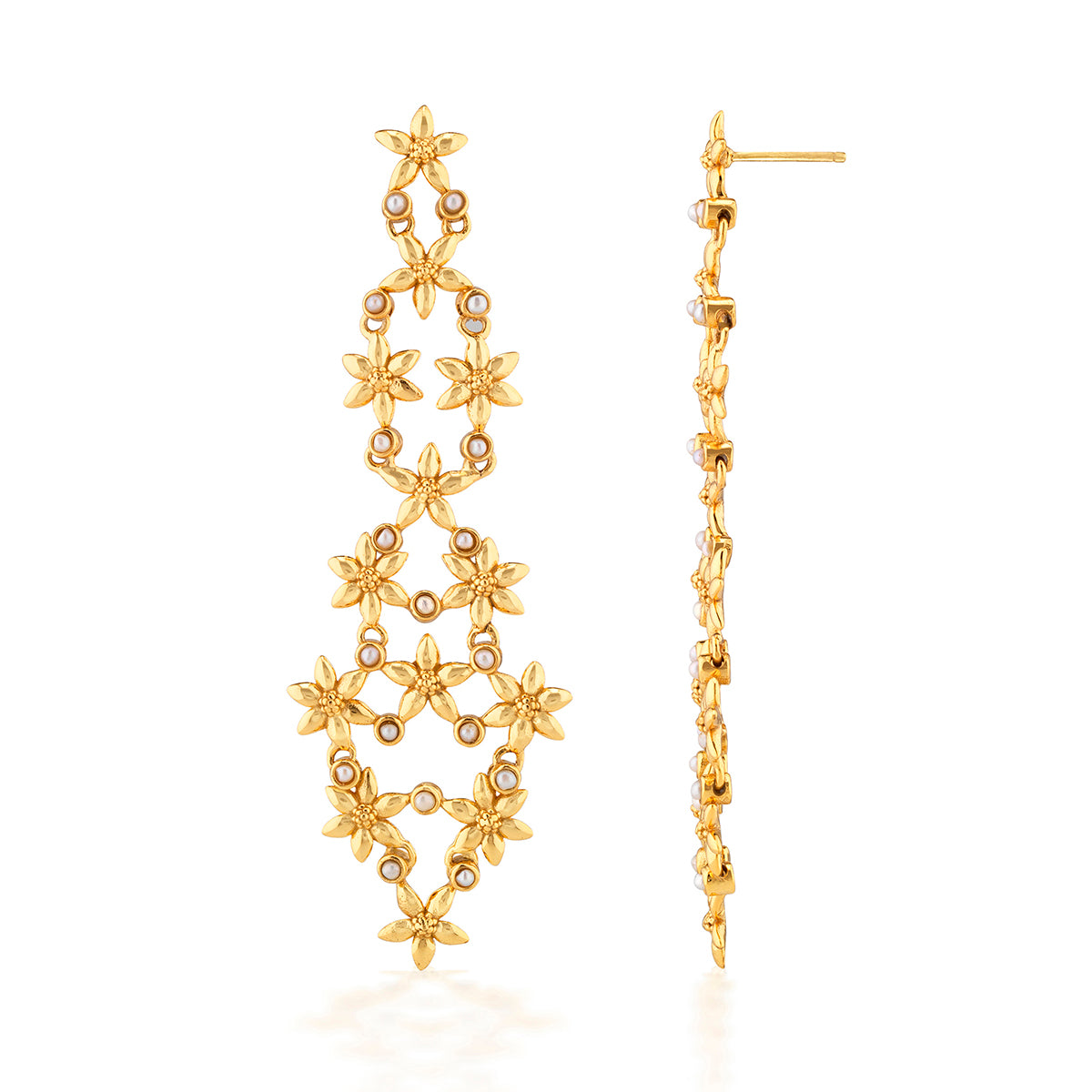 Jasmine Cascade Earrings in Pearl