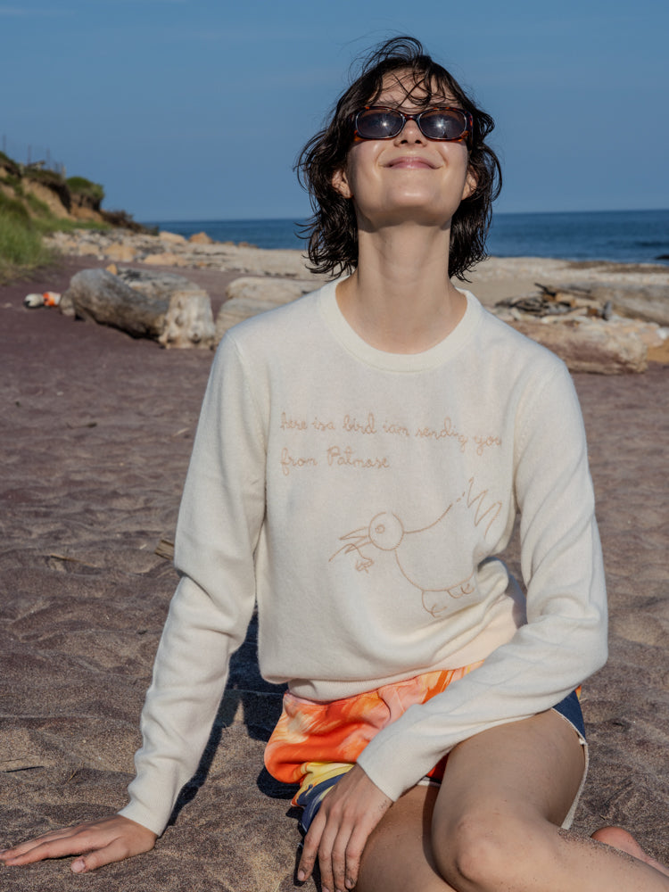 Bird From Patmos Crewneck RTW LINGUA FRANCA NYC