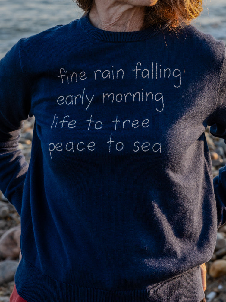 fine rain falling Crewneck RTW LINGUA FRANCA NYC