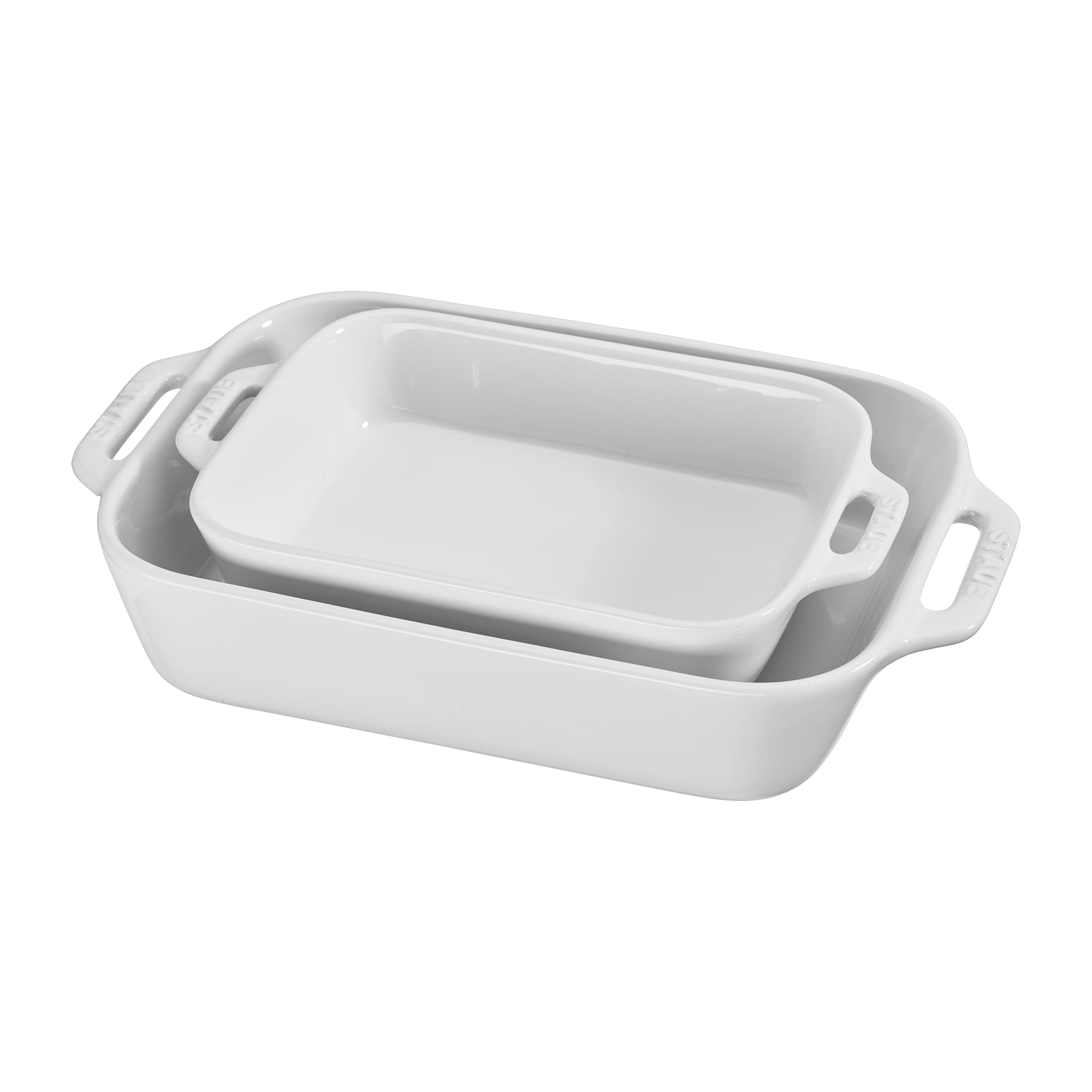 Ceramic 2-pc Rectangular Baking Dish Set in White