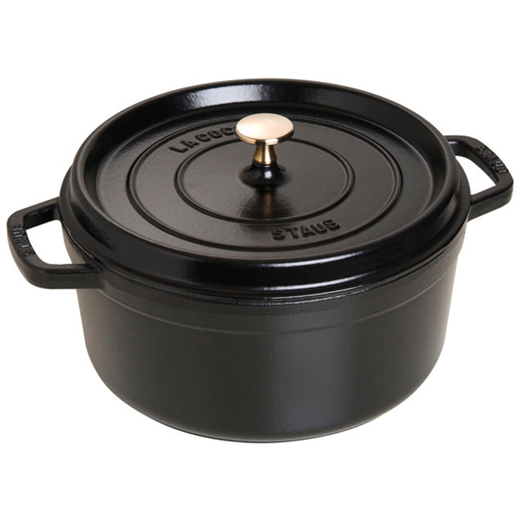 Cast Iron Round Cocotte, Dutch Oven, 5.5-quart, serves 5-6, Made in France, Matte Black