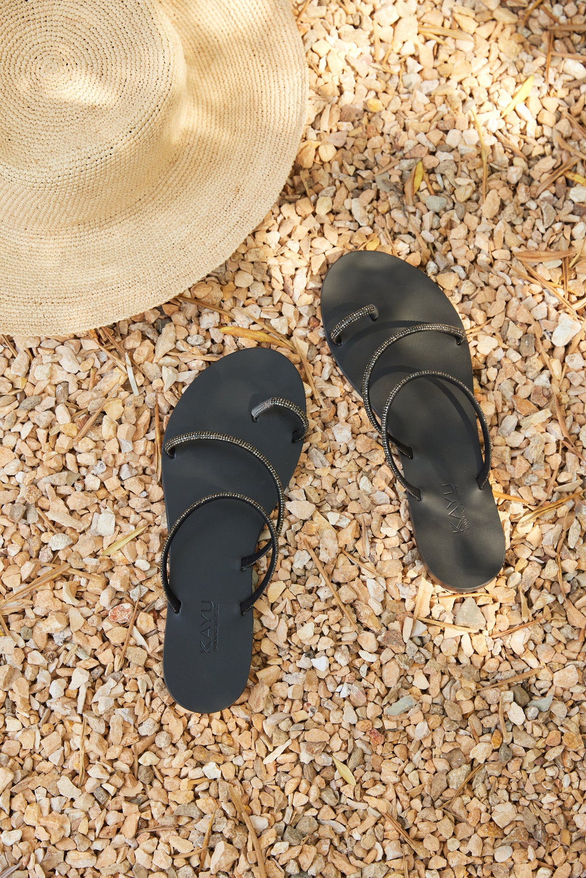 Raissa Vegetable Tanned Leather Sandal in Black Crystal