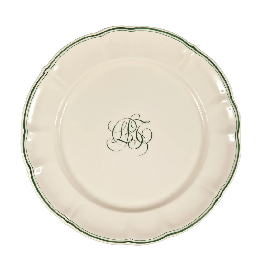 Bespoke Milano Dessert Plate with Central Simple Monogram