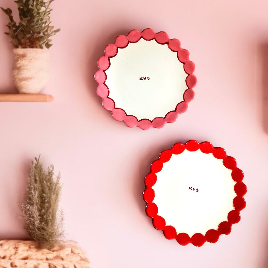 Initials Scalloped Dessert Plates, Set of 2