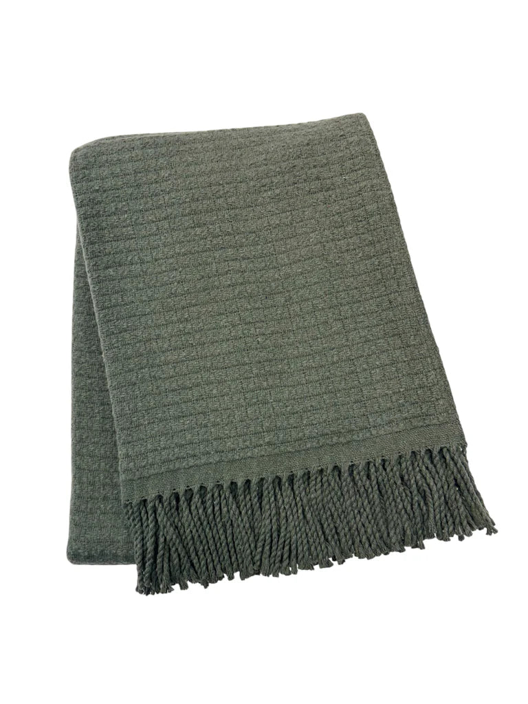 Basket Weave Textured Throw with Fringes