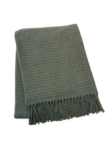 Basket Weave Textured Throw with Fringes