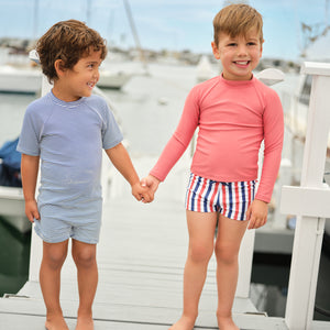 Unisex Harbor Stripe Short Sleeve Rashguard One Piece