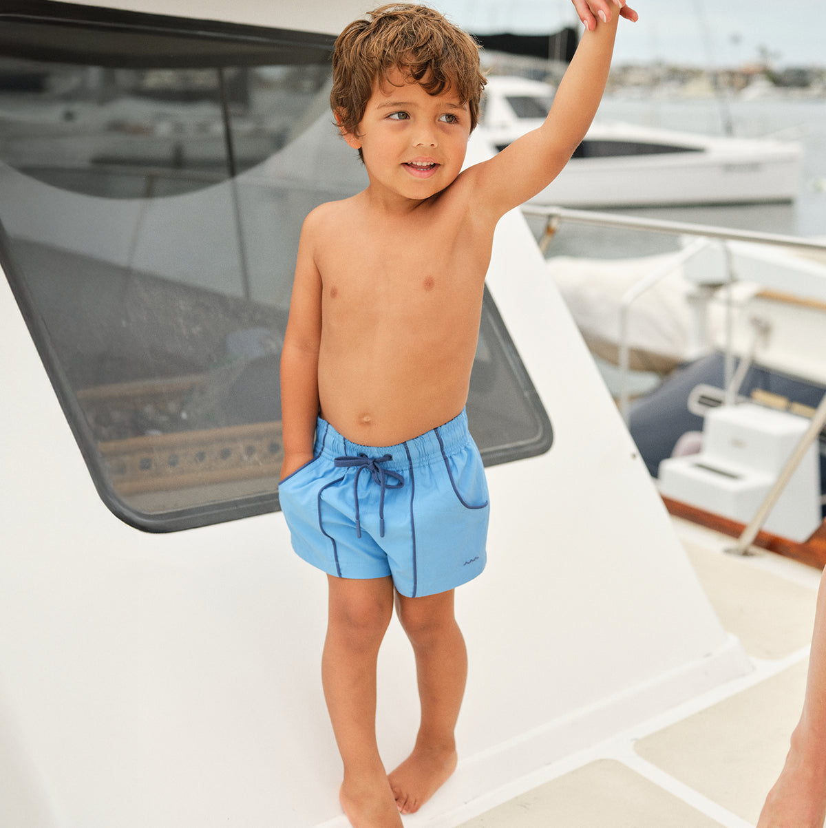 Boy’s Balboa Blue Panelled Boardie