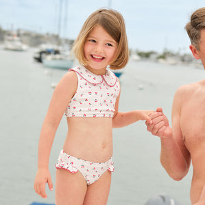 Girl’s Summer Cherries Rounded Collar Bikini