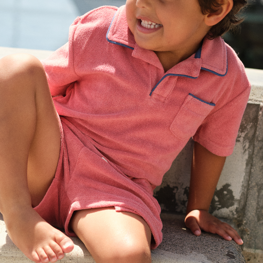 Boy’s Poppy Red French Terry Polo