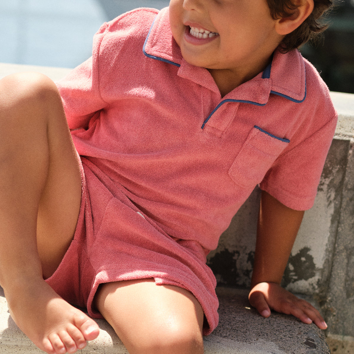 Boy’s Poppy Red French Terry Polo
