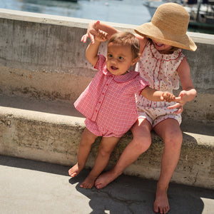 Baby Girl’s Poppy Gingham Rounded Collar Top & Bloomer Set