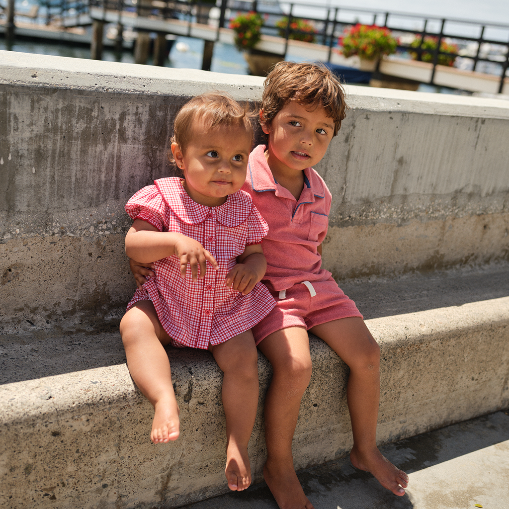 Baby Girl’s Poppy Gingham Rounded Collar Top & Bloomer Set