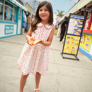 Girl’s Summer Cherries Rounded Collar Dress