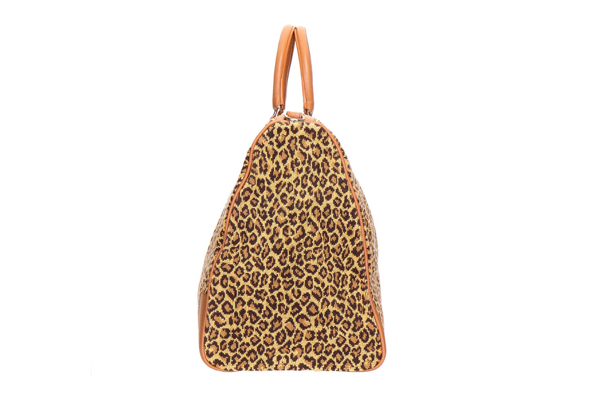 Jane Leopard Needlepoint Weekender