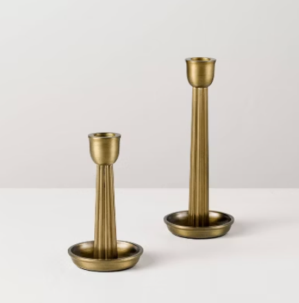 Brass Ribbed Candle Holders by Magnolia