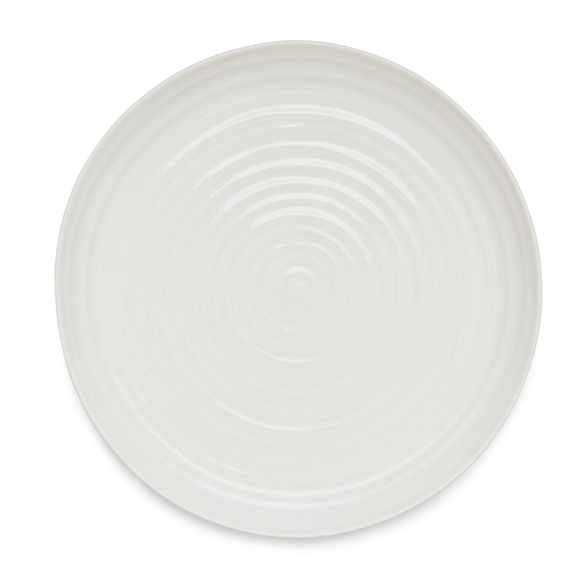 Front view of Sophie Conran Round Platter showcasing concentric raised rings with a white background