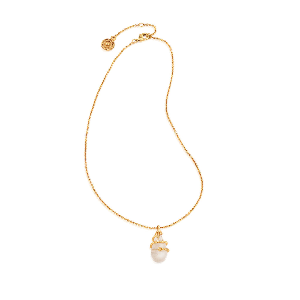 Lily Charm Necklace in Clear Quartz