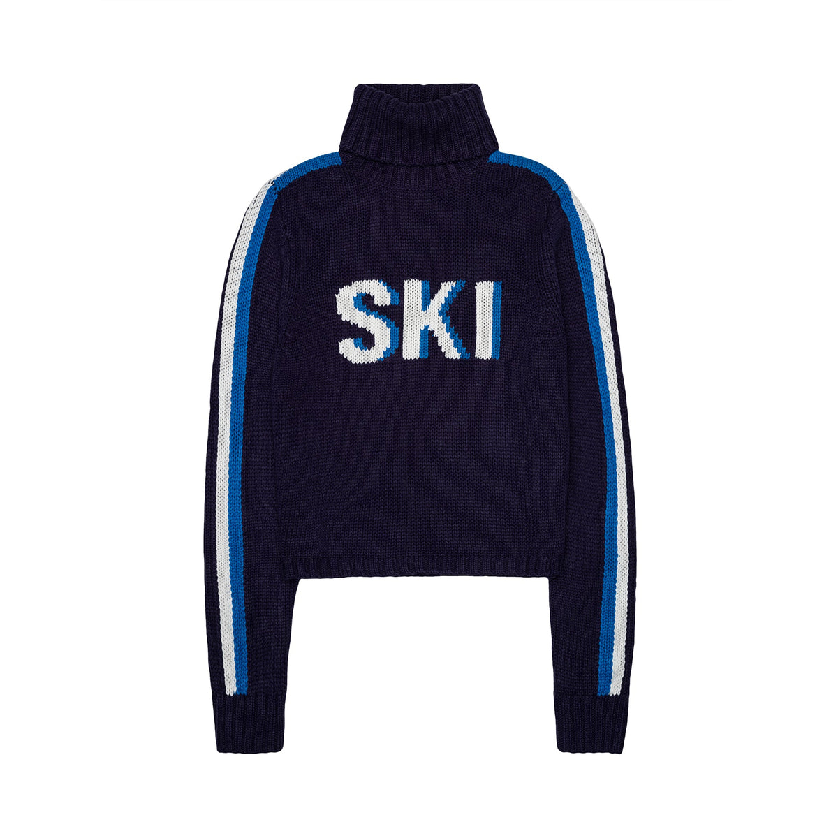 Cropped Ski Turtleneck Sweater in Navy