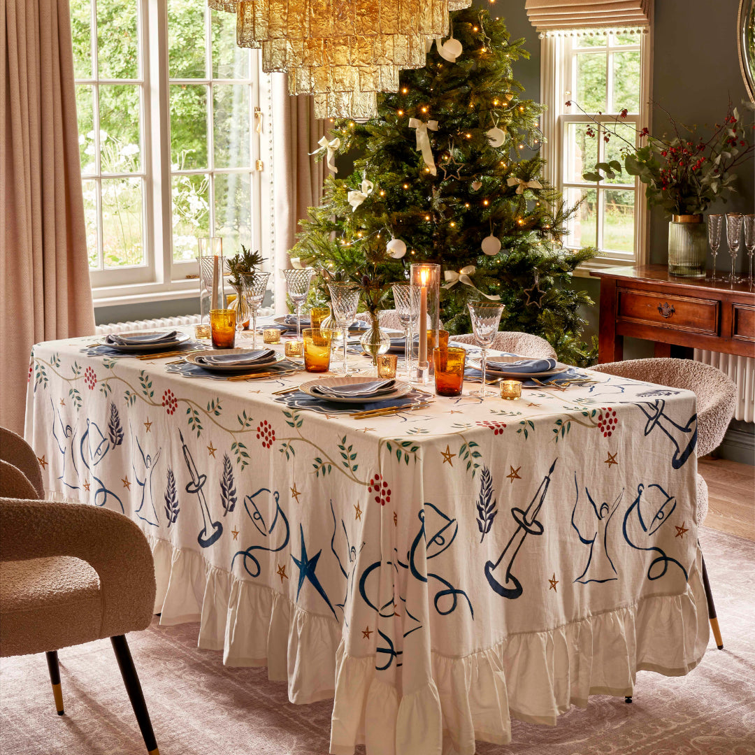 Christmas Handpainted Tablecloth