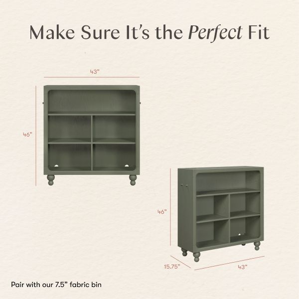 Make Sure It Is the Perfect Fit bookcase diagram with 43 inch width 46 inch height and 15.75 inch depth