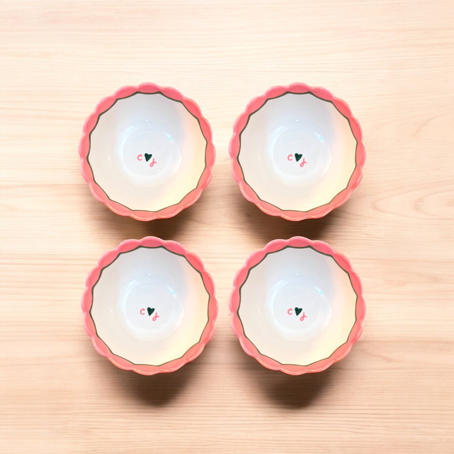 Hand-painted Custom Initial Bowls, Set of 4