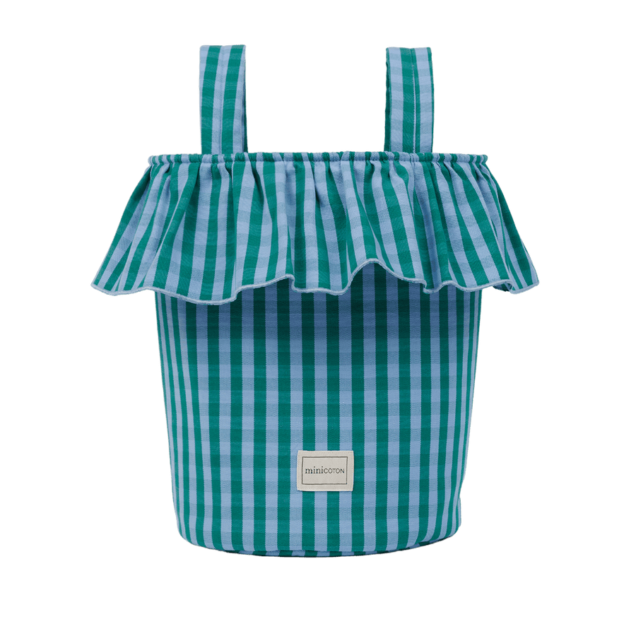 Basket Vichy - Green + Sky Blue