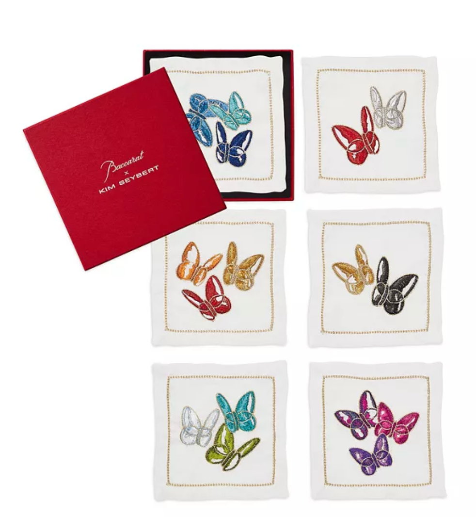 Baccarat X Kim SeybertBaccarat x Kim Seybert Butterfly Cocktail Napkin in Multi, Set of 6 in a Gift Box