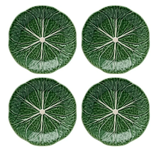BORDALLO PINHEIRO CABBAGE DESSERT PLATE GREEN, SET OF 4