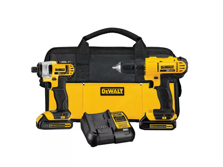 20V MAX Cordless Drill/Impact 2 Tool Combo Kit with (2) 20V 1.3Ah Batteries, Charger, and Bag