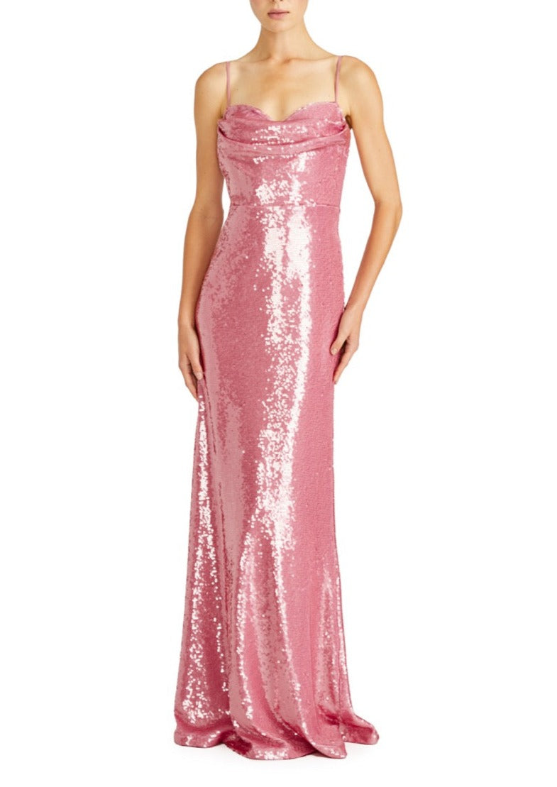 Marisol Sequins Long Dress in Soft Orchid