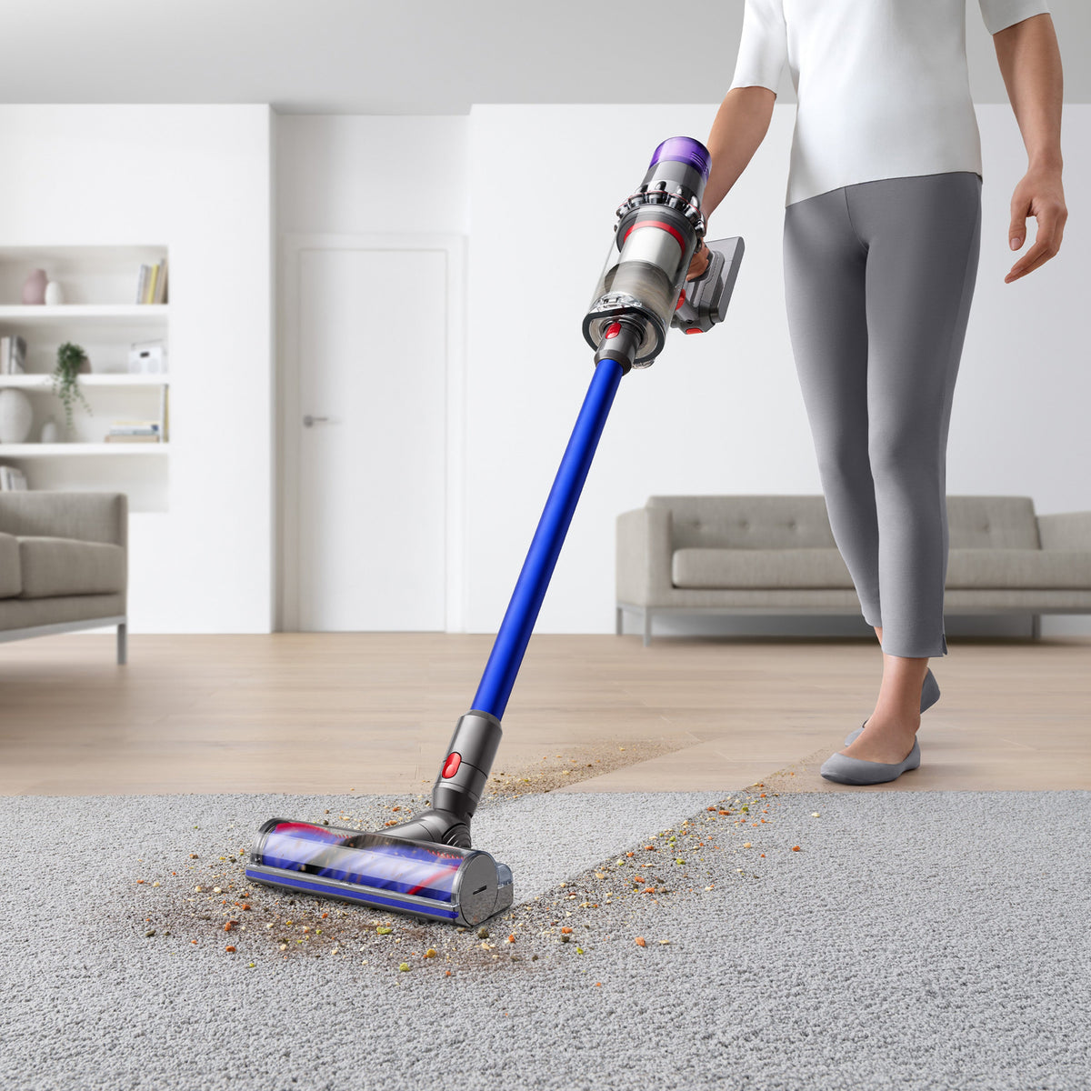 V11 Cordless Stick Vacuum in Nickel & Blue