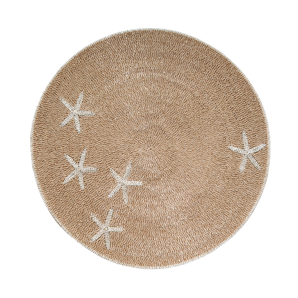 Starfish Hand Beaded Placemat in Taupe