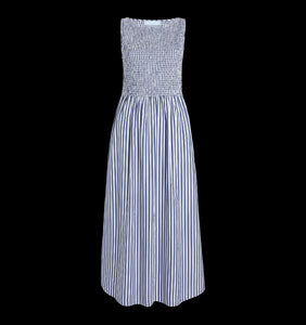 The Cosima Nap Dress in Navy Stripe