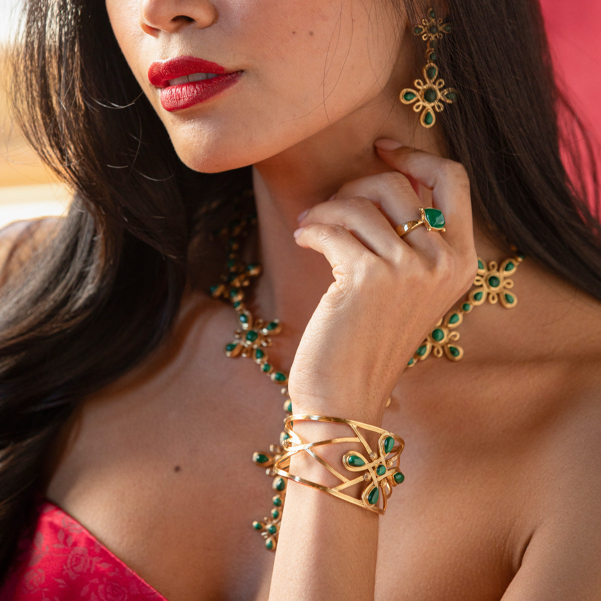 Monique Gem Cuff in Malachite