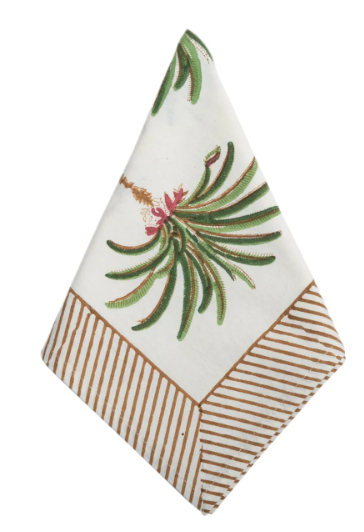 "Palms" Cabana Block Print Napkins, set of 8