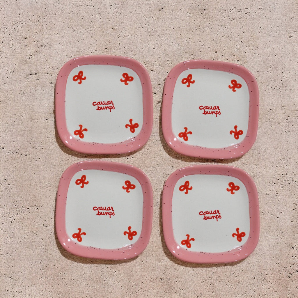 Retro “Caviar Bumps” Tiny Plates, Set of 4