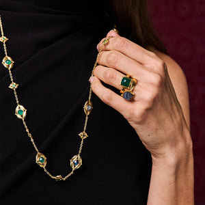 Mystic Eye Double-Sided Necklace in Blue Labradorite & Green Onyx