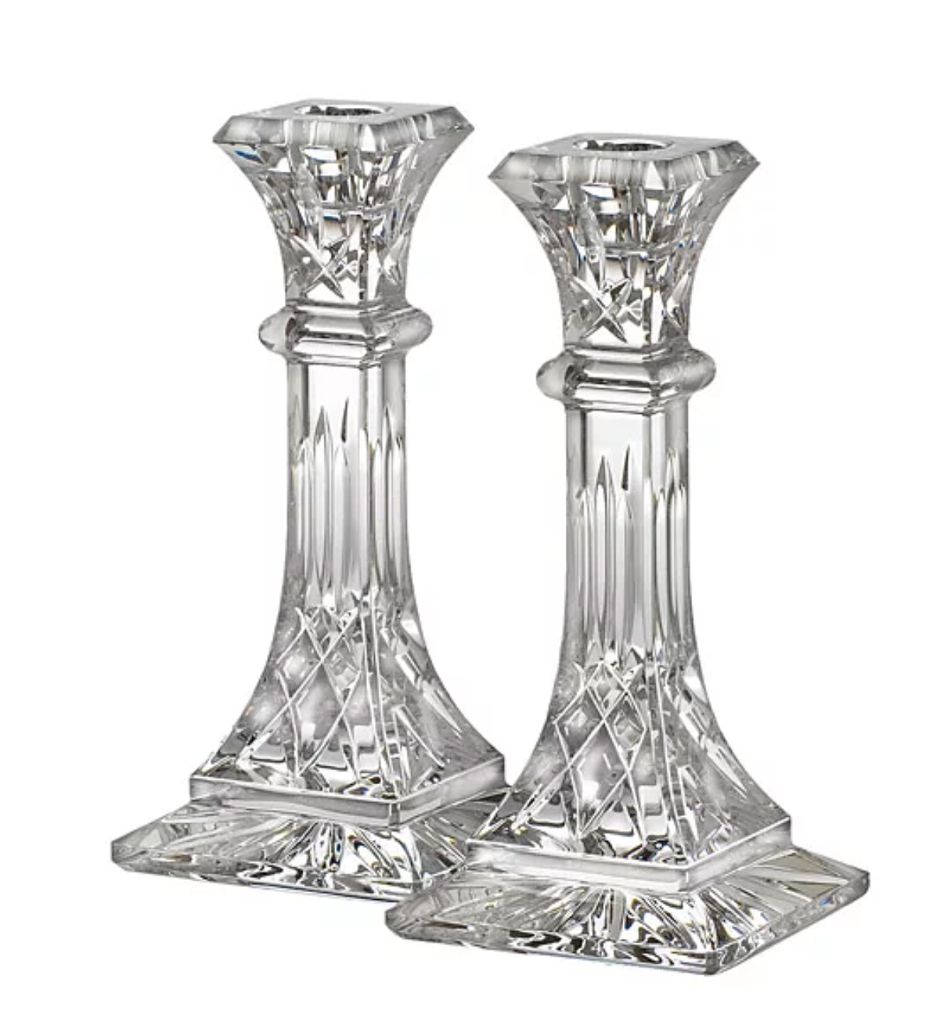 WaterfordLismore 8" Candlestick, Set of 2