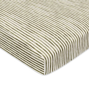 Mini Crib Sheet in GOTS Certified Organic Brushed Cotton by Nate Berkus in Juniper Stripe